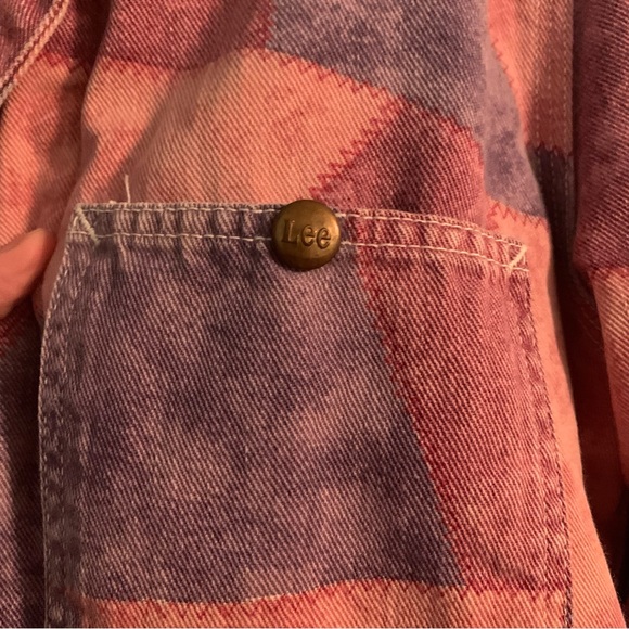 Vintage union Made LEE pink patchwork Sherpa lined utility jacket let HTF - Picture 5 of 8